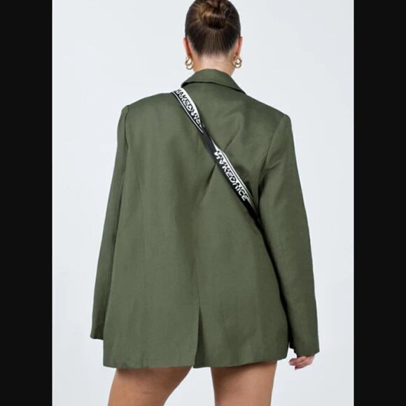 Princess Polly Lioness La Quinta Green Khaki Oversized Double Breasted Blazer XL - Picture 6 of 12